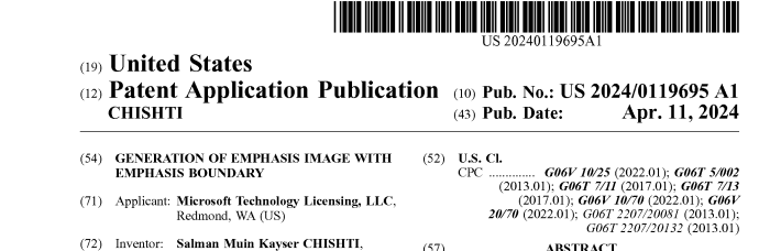 Microsoft Patent — Emphasis Image Generation preview